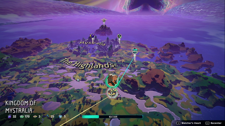 echoes of mystralia overworld map selection screen